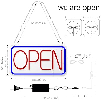 Amazon.co.jp: OPEN看板 LED OPEN SIGN 喫茶店 レストラン BAR